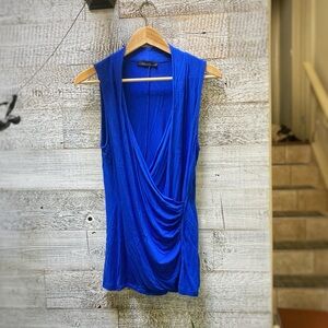 Kenneth Cole New York | Faux-Wrap V-Neck Sleeveless Top - L, Royal Blue